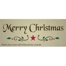 Stencils by Joanie Stencil Merry Christmas Holly Berry Swirl Star Border Country Holiday DIY Signs