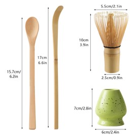 Matcha Tea Set with Bamboo Matcha Whisk and Spoon, Ceramic Matcha Whisk Holder Matcha Making Kit(Green)