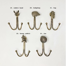 Knobs By Blossom Double Vintage Animal Antique Brass Iron Wall Hook (Bug)