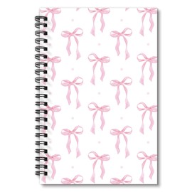 Wxiben Pink Bow Notebook Journal - Coquete Notebook Journal for Women Girl Pink Aesthetic Journal Spiral Lined Notebook Christian Gift for Work School Office Student Bible Study Supplies 5.5 x 8.3Inch