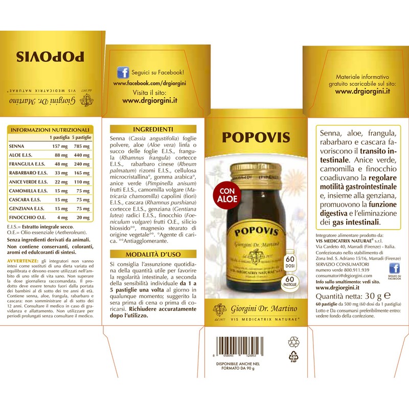 POPOVIS PASTIGLIE 500 MG 30 G