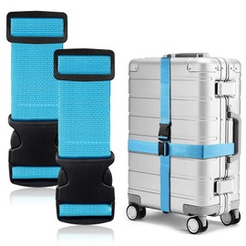 Tatxmalv Pack of 2 Suitcase Straps, Adjustable Non-Slip Suitcase Straps, Suitcase Accessories for Quick Recognition Suitcase (Light Blue)