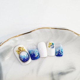 Aqua Ball Glitter Handmade Nail Tips - Natural / 아쿠아볼 글리터 수제네일팁 - 내츄럴