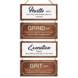 HLNIUC Grind Hustle Execution Wall Art, Motivational Wall Decor for Office for Classroom, Inspirational Gifts for Men, Masculine Wall Art, Inspirational Wall Art for Office, Inspirational Signs