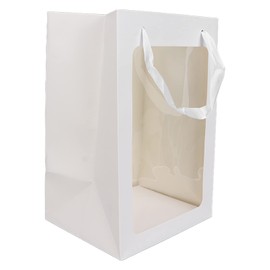 Extra Large Size Gift Bag with Handles, Open Window Transparent Gift Bag for Lipstick Jewelry Accessories, Shopping Bags, Party Bags, Goody Bags, 35 x 25 x 18cm(White)