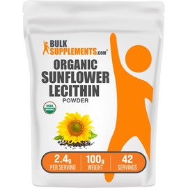 BulkSupplements.com Organic Sunflower Lecithin Powder - Sunflower Lecithin Supplement, Nutritional Supplement, Food Grade - Vegan & Gluten Free, 2.4g per Serving, 100g (3.5 oz) (Pack of 1)