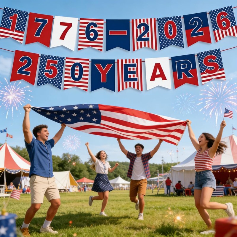 4th of July Banner 1776-2026, Patriotic Party Decorations