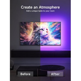 KANTUTOE RGB TV LED Lights Behind, 13.3FT LED Lights for 33-66 Inch TV,TV Backlights,  Music Sync Bluetooth APP and Remote Control TV LED Strip Lights USB Powered for Gaming/Bedroom home party decoration party decoration home party rgb  led - size: 16.4F