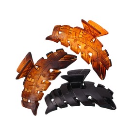 FOMIYES 18pcs Large Fishbone Hair Claw Clips Plastic Octopus Grippers for Women Non-slip Design for Thick Thin Hair Includes Black Tortoiseshell and Amber Colors