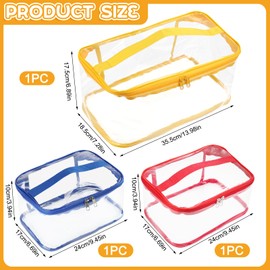 3 Pcs Toy Organiser Bags, 35.5 × 17.5 × 18.5cm PVC Clear Toy Storage Bags with Zipper and Handles, 24 × 17 × 10cm Waterproof Reusable Toys Storage Bags, StorageBags for Toys, Puzzles, Building Blocks