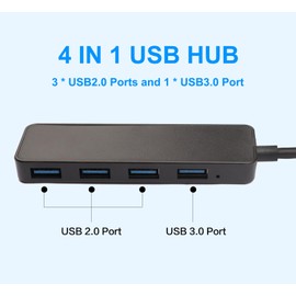 AISKUY USB Hub 4 Ports Multiport USB Splitter Extender for Desktop Laptop iMac Surface Pro, Dell, HP, Flash Drive
