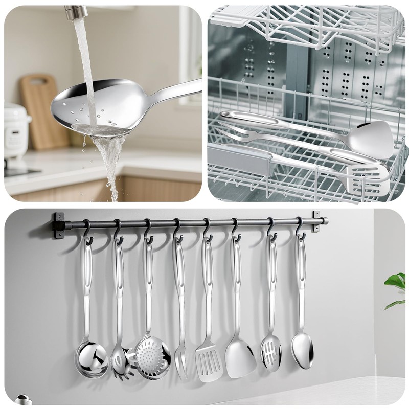 304 Stainless Steel Kitchen Utensils Set, 10 Pcs Stainless Steel