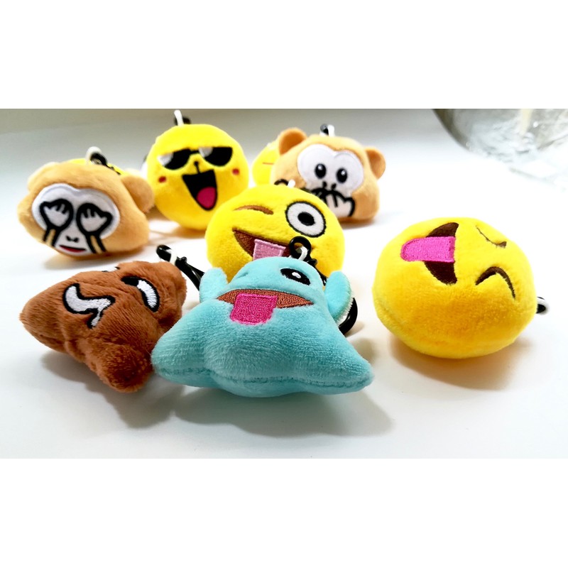 OHill 60 Pack Mini Plush Emoticon Keychain Mini Pillows Key