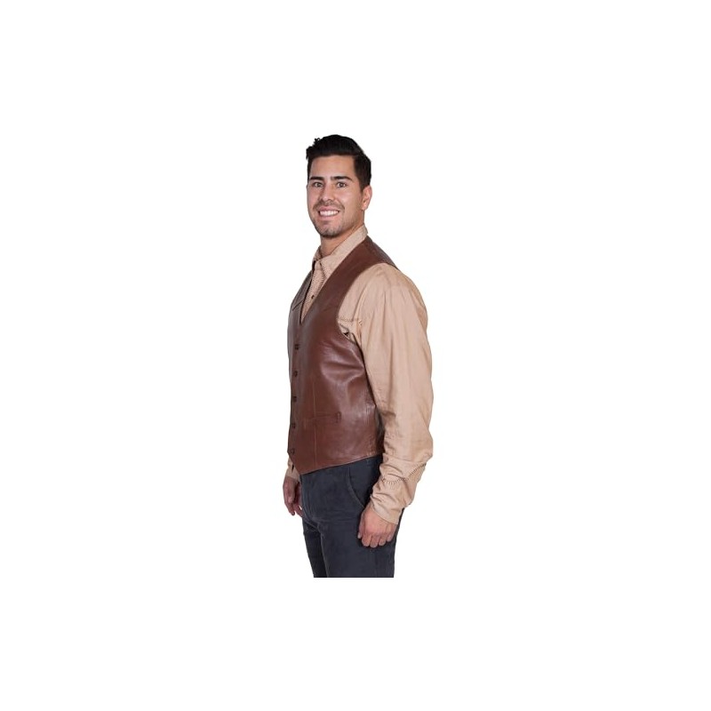 Scully Men's Lambskin Leather Western Vest Chocolate 42 R