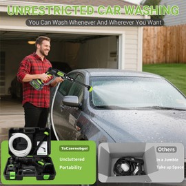 Cordless Portable Pressure Washer, 4.0Ah Battery-Powered Handheld Power Cleaner with 1200 PSI Brushless Motor, 6-in-1 Nozzle & 3-Speed Settings, LCD Display, for Car, Garden, Patio, Fence
