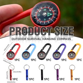 THXFUNAREA Pack of 10 Compass and Outdoor Whistle for Children, Outdoor Bushcraft Compass with Carabiner Hook, Compass Children, Portable for Camping and Outdoor Activities, Gifts