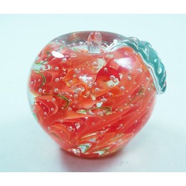 M Design Art Handcraft Red Blue & Green Tripple Helix in Clear Apple Paperweight PW-620