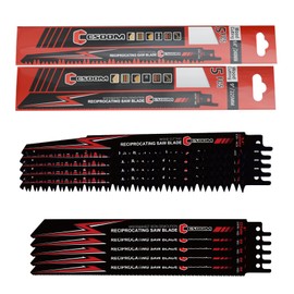 CSOOM 10-Piece Reciprocating Saw Blades Set, 240 mm Length - 5 x 5TPI & 5 x 14TPI for Wood, Metal and Renovation Work