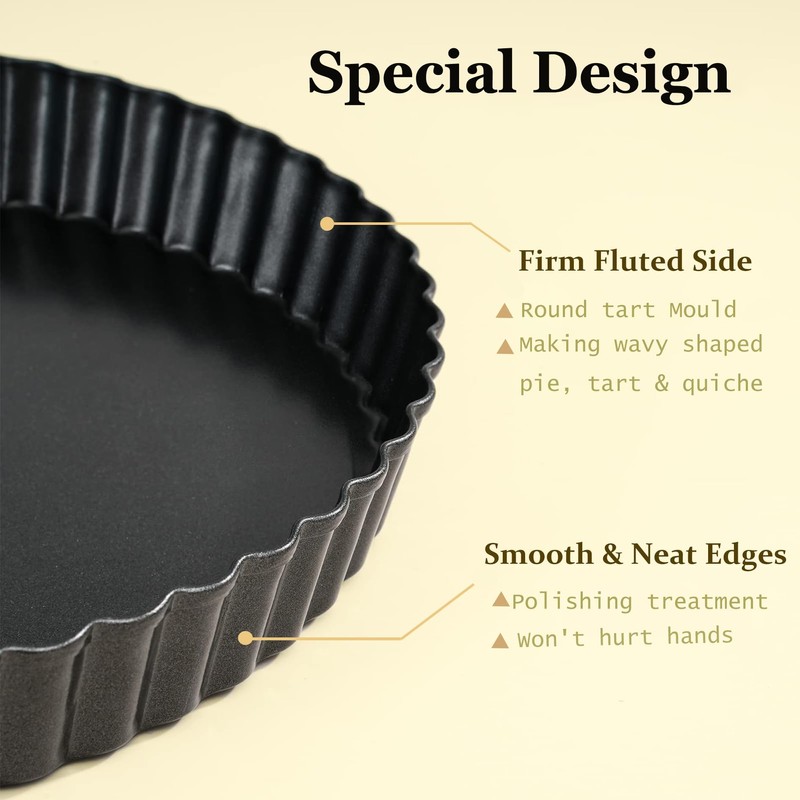 Toced 8 inch Quiche Pan, 22cm Non-Stick Deep Pie Pans