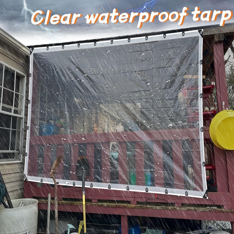 Clear Tarps Heavy Duty Waterproof, 6x10ft Upgraded Edge Heat Fused
