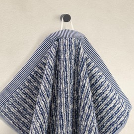 Möve Brooklyn Pinstripe Hand Towel 50 x 100 cm 85% Cotton / 10% Viscose / 5% Linen Natural / Deep Sea
