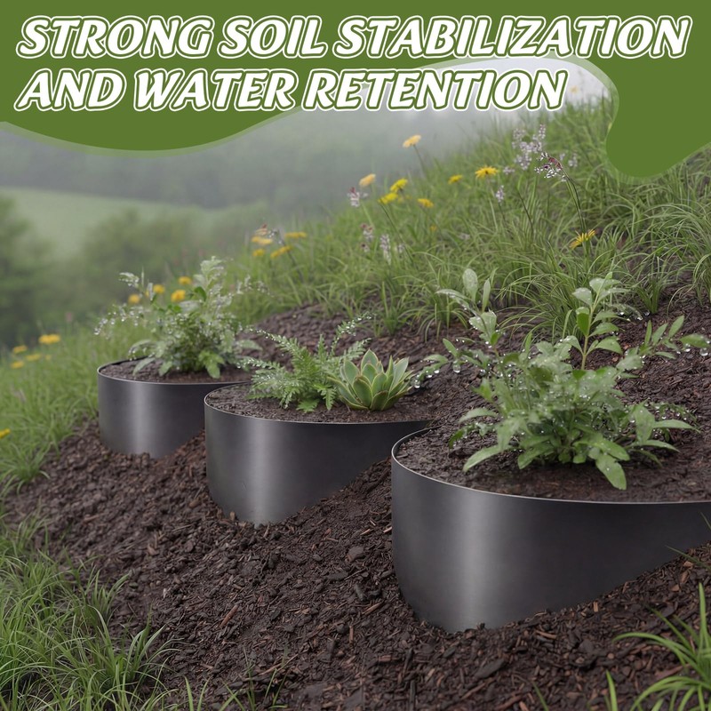 3 Pack Steel Serrated Hillside Planters, Erosion Control Hillside Planters