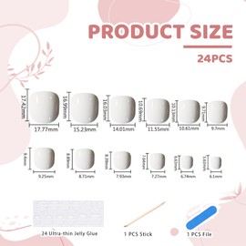 BelleVive 24-Piece White Press-On Toenails, Short Press-On Toenails with Shell Pattern Designs, Summer Toenail Enhancements for Women, Reusable Artificial Toenails
