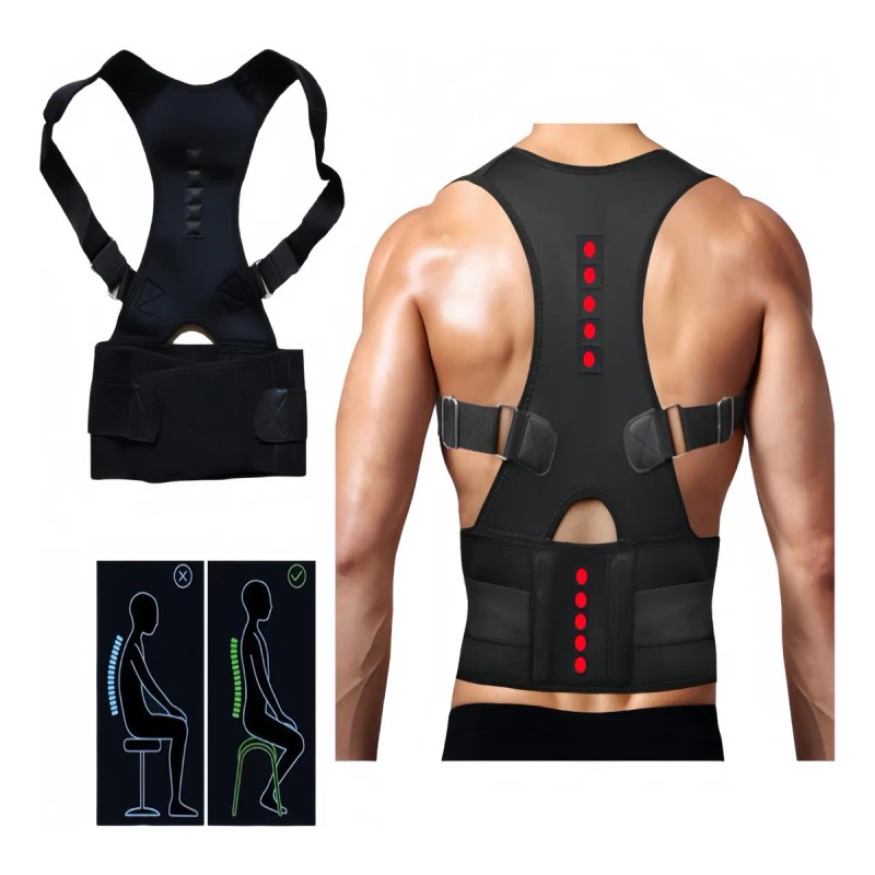 Faja Lumbar Corrector Postura Ajustable Thorcico Magntica -