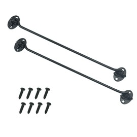 Proshopping 2PCS 12 Inch Stainless Steel Barn Door Hook and Eye Latch Black, Long Privacy Cabin Door Swivel Window Hook, Heavy Duty Gate Latch Holder Easy Lock- for Sliding Door, Garage, Shed, Window