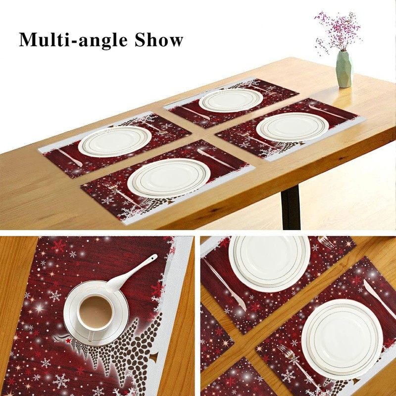 Christmas Place Mats Set of 6 Christmas Tree with Coffee