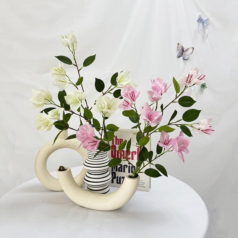 IPOPU 31" Bougainvillea Artificial Flowers 4Pcs Real Touch Bougainvillea Faux