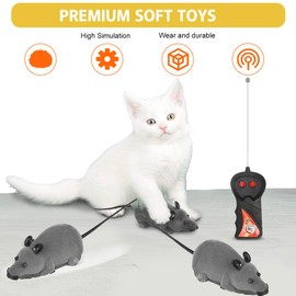 ZJchao Los Ratones juegan, avanzan y retroceden 2 Modos del Control Remoto electrónico Ratón de Peluche Ratones de Juguete Juguetes interactivos para Gatos(# 2)