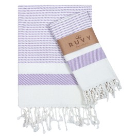 Ruvy Home Basics - Juego de 2 toallas de mano turcas para baño, 18 x 40 pulgadas, algodón, toallas de mano de baño y toallas de mano decorativas para baño, toallas de cocina, paños de cocina, té, yoga, cara, gimnasio, lavanda