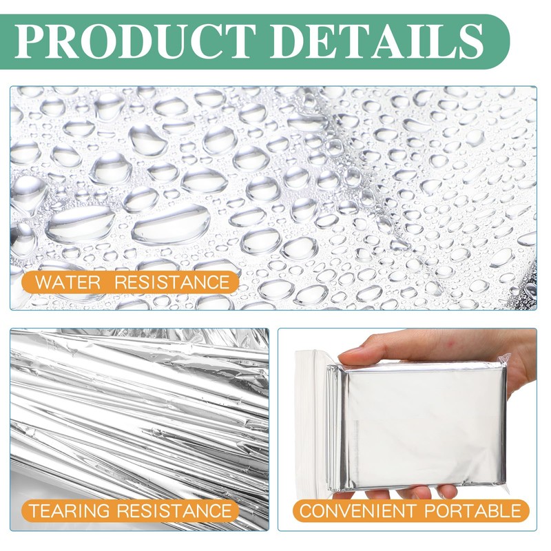 Macarrie 180 Pack Emergency Foil Thermal Blankets Silver Foil Survival