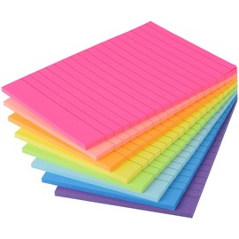 ZCZN Sticky Notes 8 Pads x 40 Sheets Sticky Notes 100 x 150 mm in 8 Neon Colours