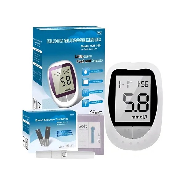 Glucometro Digital Medidor De Glucosa 50 Tiras y 50 lancetas