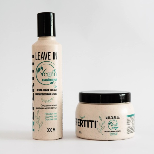 Nefertiti Vegan Mascarilla y Leave In Set de Hidratación Vegano