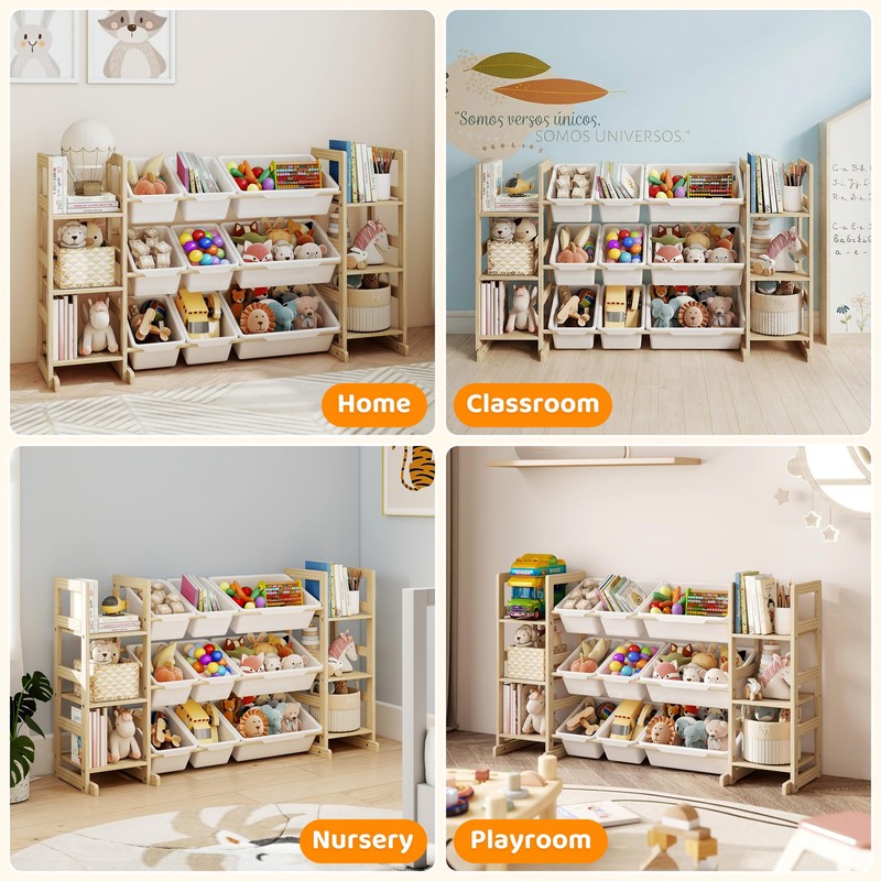 GITAWUSA Toy Storage Organizer, Kids Bookshelf with 6 Shelves, 9