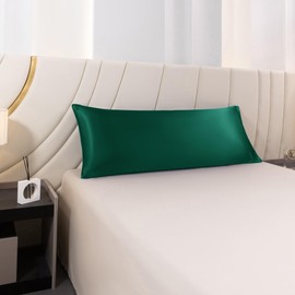 STFRBTH Satin Body Pillowcase for Hair and Skin, Dark Green Breathable Pillow Case with Envelope Closure, Soft Silky Pillow Cover, 20x54 Inches