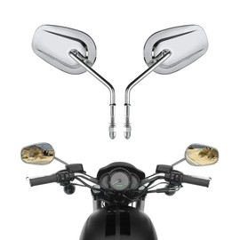 TCMT Pair of Motorcycle Silver Rear View Mirrors Fits For Harley Touring Road King CVO Road Street Tri Glide Sportster XL1200 XL883 XG500 XG750 Heritage Softail Dyna Low Rider Fat Boy