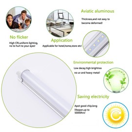 6 Pack T8 LED Integrated Tube Light,4FT 24W, 6500K Super Bright White,4 Foot Linkable LED Utility Shop Light,Ceiling and Under Cabinet Light,Corded Electric with Built-in ON/Off Switch,Milky Cover