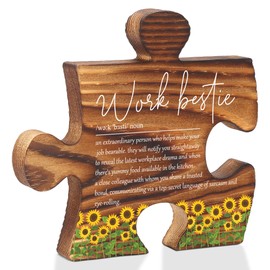 Work Bestie Puzzle Sign Gift for Coworker Women Men, Funny Appreciation Plaque for Office Friend, Desk Decor for Colleague Birthday, Promotion, Farewell, Team Bonding Keepsake - FSE381