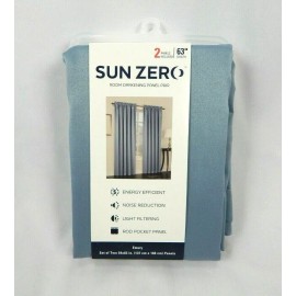 Sun Zero 2pk Vintage Blue Emory Room Darkening Rod-Pocket Curtain Panel 108"x63"