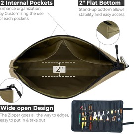 Tool Bags, Heavy Duty Roll Up Tool Bag Organizer and Storage,Gifts for Dad Tool Roll with Adjustable Shoulder Strap,Waterproof, Heavy Duty Wrench Tool Roll Up Tool Kit (kaqier yellow)