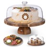 Kanwone Acacia Wood Cake Stand with Acrylic Lid - 12in