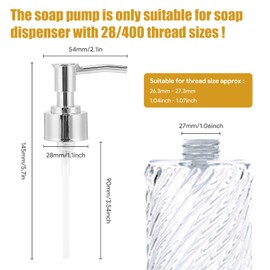 3 Pieces Dispenser Pump, Shampoo Conditioner Pump Plastic Soap Lotion Dispenser Pumps Head Replacement Spare for Soap Lotion Massage Oil Bottle, Standard 28/400 Neck Size(Silver)