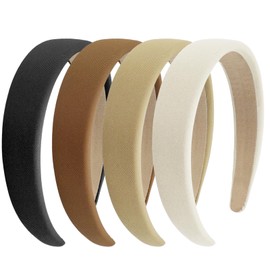 Maxqzin 4 Pcs Headbands for Women Padded Headband Non Slip Trendy Headbands Elastic Hair Bands Comfortable Hair Accessories for Women Girls