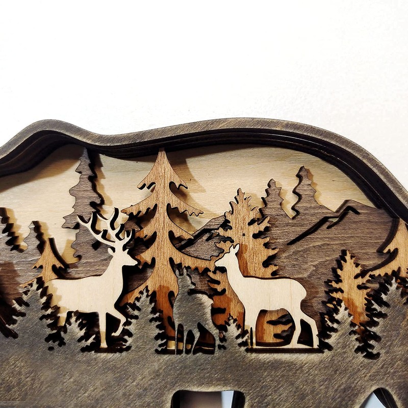 Zagxuade Wooden Brown Bear Decor with Light, Forest Animals Table