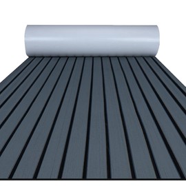 FOCEAN Boat Flooring EVA Foam Boat Decking Faux Teak Marine Flooring Marine Mat Sheet for Motorboat RV Yacht Kayak Surfboard, 94.5''x 15.7'', Dark Grey with Black Lines
