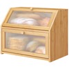 Vriccc Bread Box for Kitchen Counter, Large Bamboo Wood Double